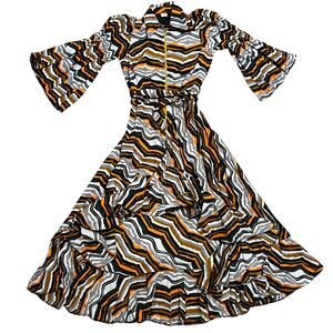 GORGEOUS 100% Cotton Nashona Belted Hi-Low Jacket Dress Made in Tanzania Size L